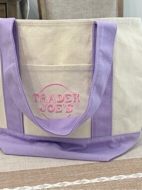 Trader Joe’s mini Lavender-Trim Canvas Tote Bag